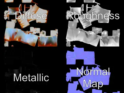 Rusty Concrete Pillar Model Pack with Textured Detail Low-poly 3D model