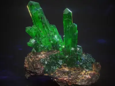 Low Poly Green Gem Mineral Rock 210829 Low-poly 3D model