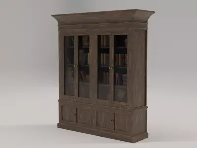 Glass Door Antique Bookcase 3D model