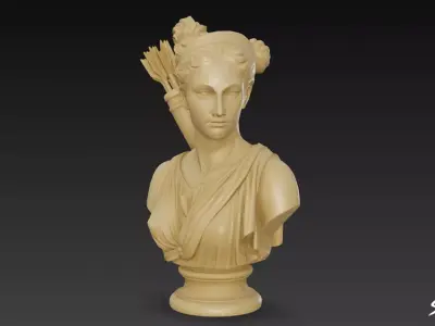 Greek Goddess Artemis Bust Low-poly 3D model
