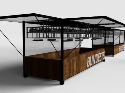 Metall wood bar and chairs 3D model