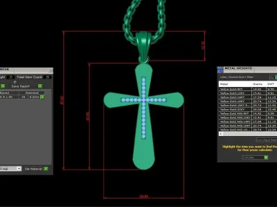 High Cross Pendant Light Gold 18K 3CP035 3D print model