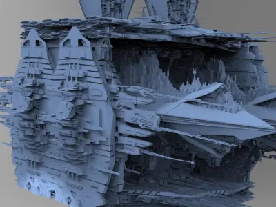 Prison colony Cube Space station Huge 3D model