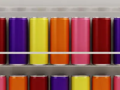 Soda Cans in Refrigerator 3D model