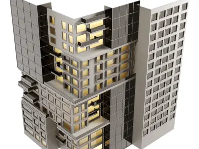 Residential building 01 Low-poly 3D model