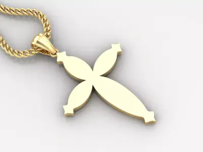 Light Gold 18K Cross Pendant 1CP074 3D print model