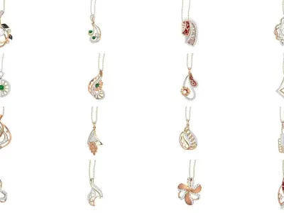 43 Light Wt Flower Leaves Nature Pendant 3dm stl obj mtl gltf 3D Model Pack