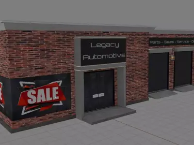 Complete Legacy Automotive Shop Low-poly 3D model
