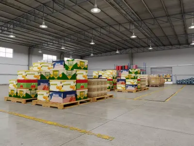 Modern Warehouse Interior Scene Low-poly 3D model