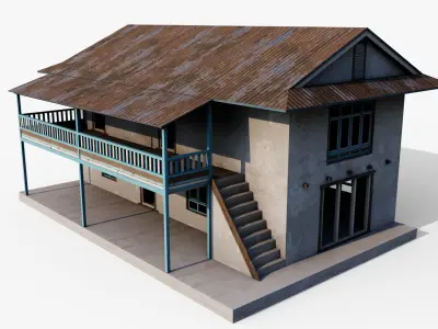 Mountain Hotel Low-poly 3D model