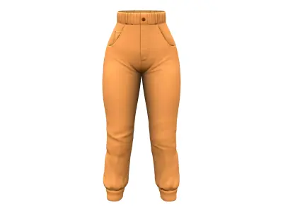 Sunny Brown Elastic High Waist Holiday Pants Low-poly 3D model