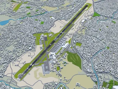 Tribhuvan International Airport 10km Low-poly 3D model