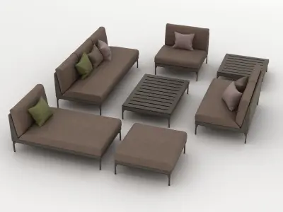 Dedon Mu Furniture Set 3D model