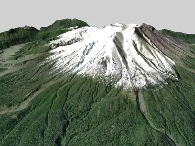Mountain landscape Volcano Calbuco Andes Mountains Chile 3D model