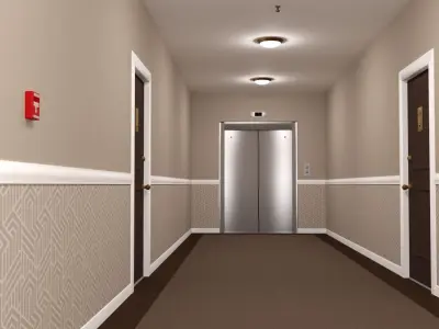 Apartment Hallway Corridor Low-poly 3D model