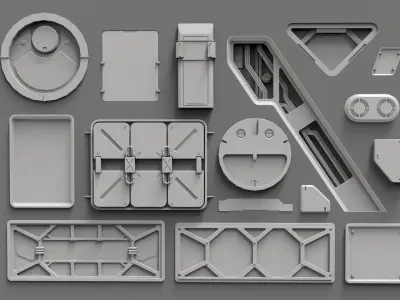Sci fi trim sheets 3 3D model