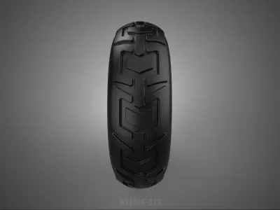 RED TRI THREE SPOKE 3 WHEEL TREAD TIRE RIM HUB CART BARROW TYRE 3D model