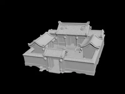  courtyard snow scenery 3D model