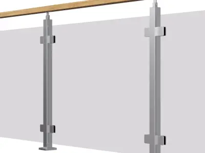 Set of glass railing systems 3D model