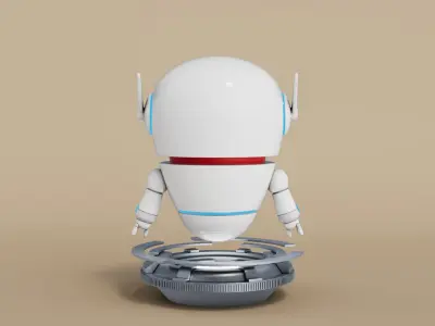 Rigged Cartoon Cute Robot Low-poly 3D model