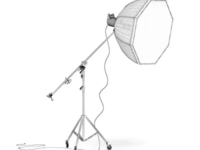 Studio Boom Arm with Softbox 3D Model 3D model