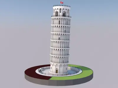 Highly Detailed Low Poly Leaning Tower of Pisa  Low-poly 3D model