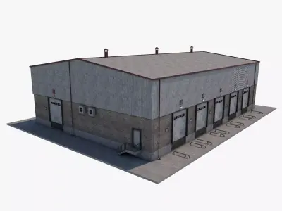 industrial building warehouse 1 Low-poly 3D model