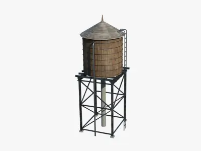 Rooftop Watertanks Low-poly 3D model