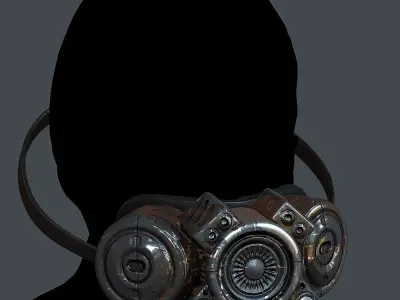 Gas mask helmet 3d model scifi Low-poly Low-poly 3D model 7