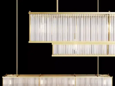 Restoration Hardware MARAIS LINEAR CHANDELIER 72 Brass 3D model