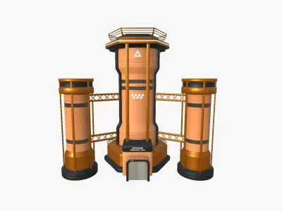 SciFi Facility A04 Orange - Sci Fi Exterior Design Low-poly 3D model