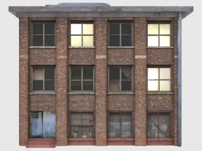 Industrial Brick Building Low-poly 3D model