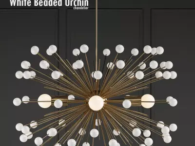White Beaded Urchin Chandelier Sputnik 3D model