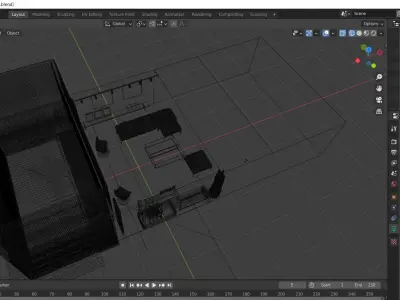 Realistic Living room Interior scene 3D model