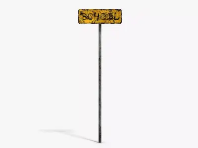 Damaged School Sign Low-poly 3D model