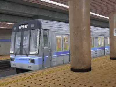 Japan Subway Train Station PS1 style Low-poly 3D model