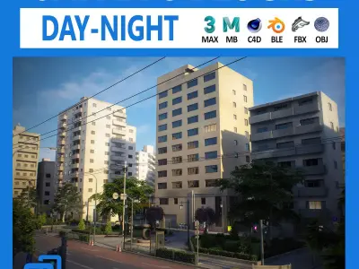 Japan - 8 blocks - 34 Buildings 3D model