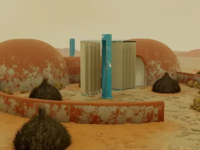 Mars Frontier Scene Low-poly 3D model