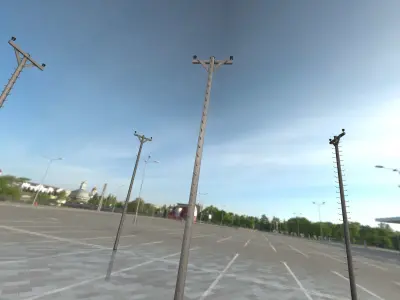 Wooden Electric Pole With Ladder - Object 014 Low-poly 3D model