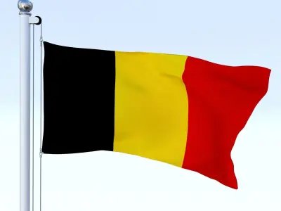 Animated Belgium Flag Low-poly 3D model