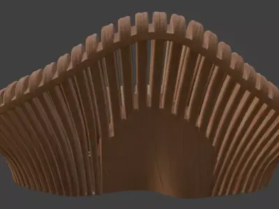 Wooden Park Bench 3D model