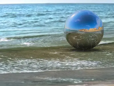 Vibrant Coastal Paradise - HDR Beach Panorama Low-poly 3D model