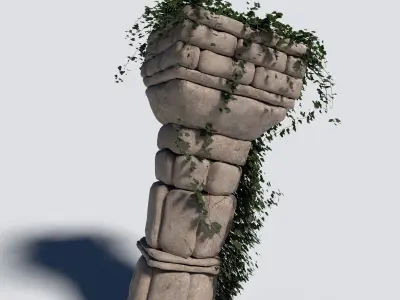 Overgrown Ancient Column 3D model