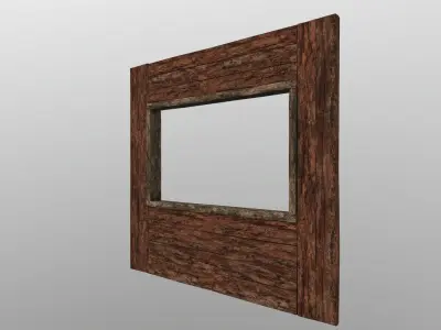 Game ready Wood wall whit window frame 3D model Low-Poly Low-poly 3D model