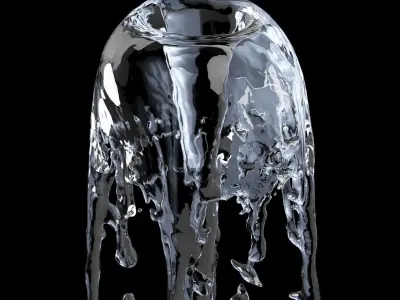 Animated splashing fountain water simulation 3D model