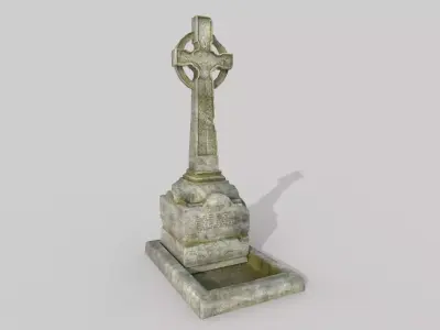 Environment gravestone with cross on top Low-poly 3D model