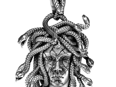 Medusa Light Weight Snake Face Pendant 3D print model