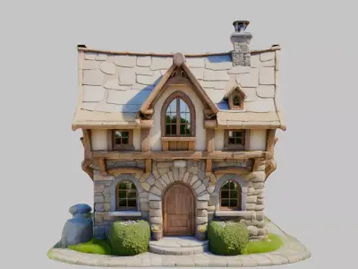 Realistic Wooden House 3D Model Low-poly 3D model