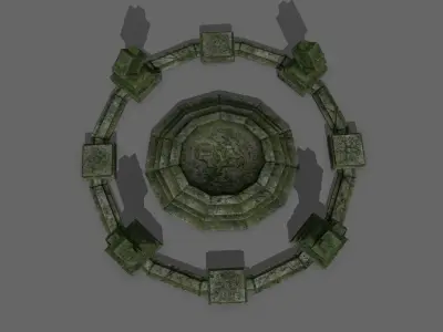 temple stone circle with stones Low-poly 3D model
