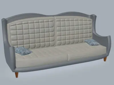 Chesterfield Vintage Wingback Sofa 3D model